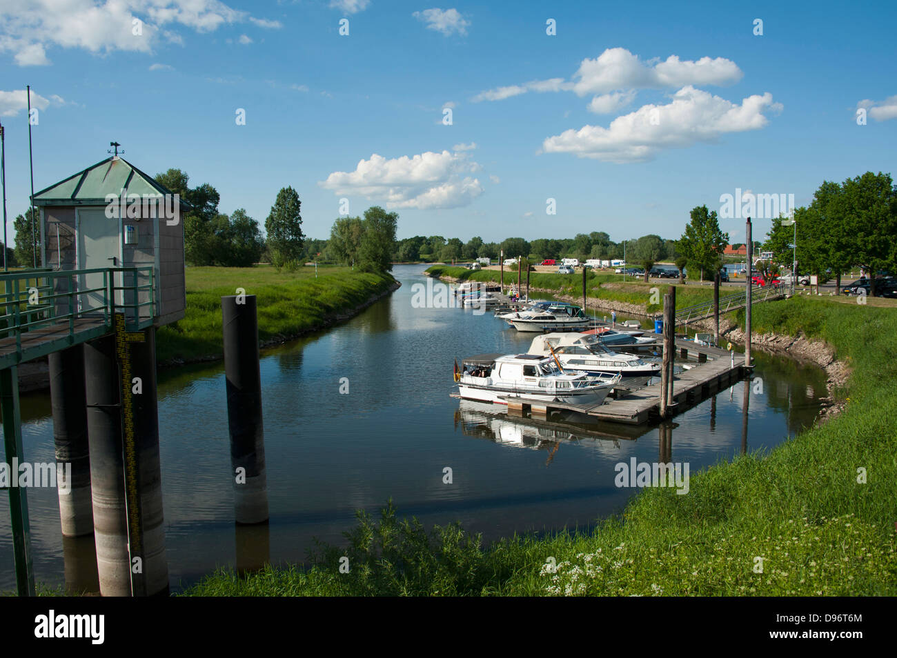 Harbour, Neu Darchau, Lower Saxony, Germany, Port , Neu Darchau, Niedersachsen, Deutschland, Sportboothafen Stock Photo