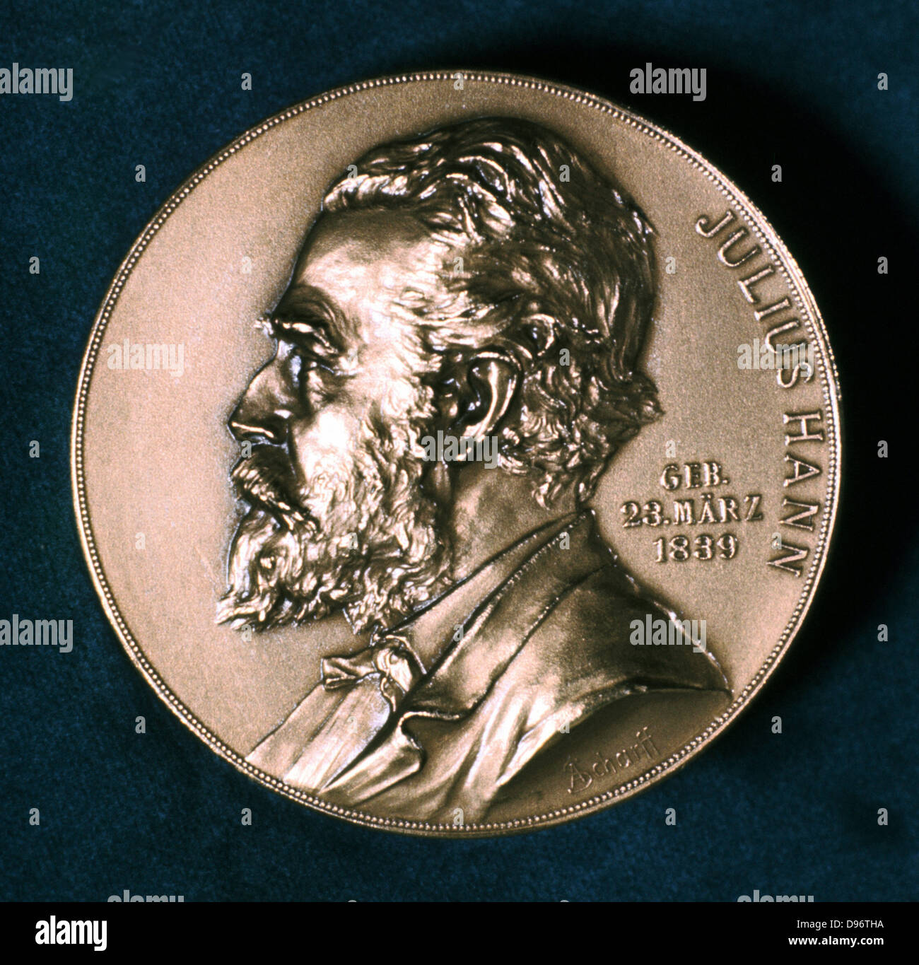 Julius Ferdinand Hann, c1921. Hann (1839-1921), Austrian meteorologist, from a commemorative medal issued by the Austrian Meteorological Society. Stock Photo