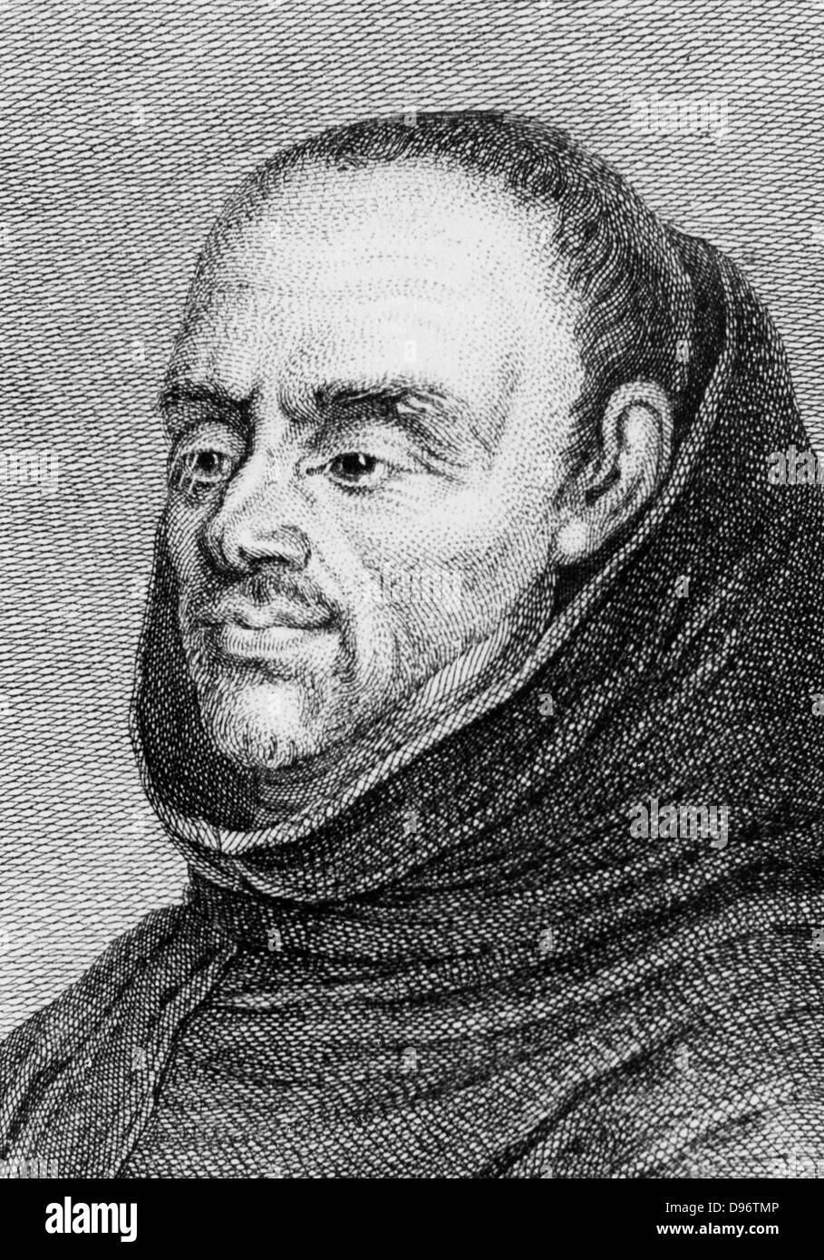 Charles Plumier (1646-1704) French friar, botanist and botanical explorer, was born at Marseilles. Appointed royal botanist by Louis XIV in 1693. Made expeditions to the West Indies and Central America. Gave the first accurate account of the source of the red dye cochineal which is an insect, not the plant on which it is found. Linnaeus named the genus Plumeria after him. From 'Histoire des Philosophes Modernes' by Alexandre Saverien. (Paris, 1762). Stock Photo