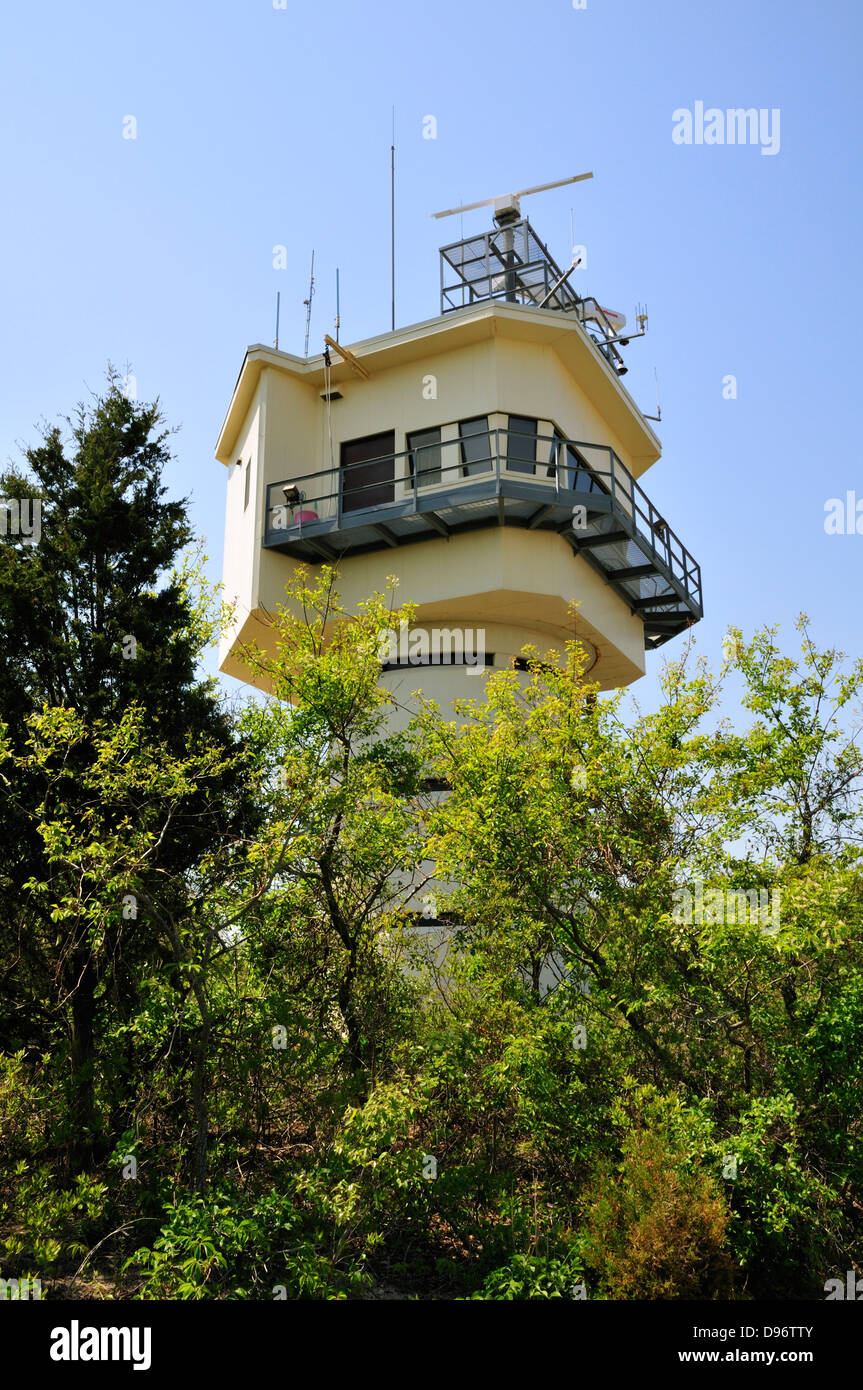 Pilot radar tower at Cape Henlopen State Park, Lewes, Delaware Stock Photo