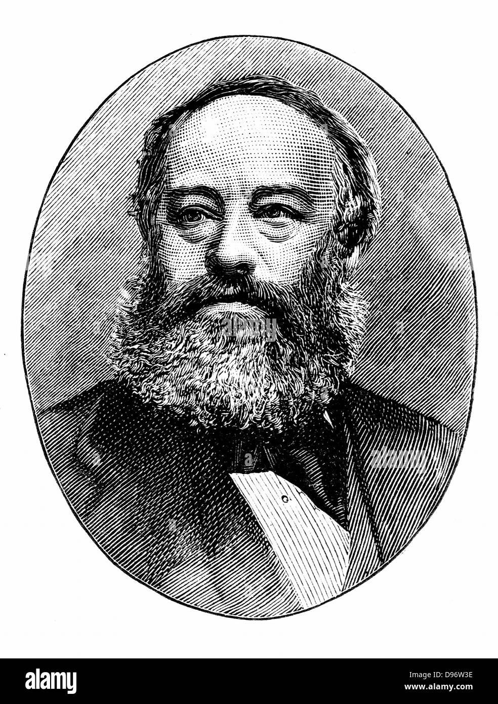 James Prescott Joule (1818-1889) English physicist. Mechanical equivalent of heat (J). Engraving c1895. Stock Photo