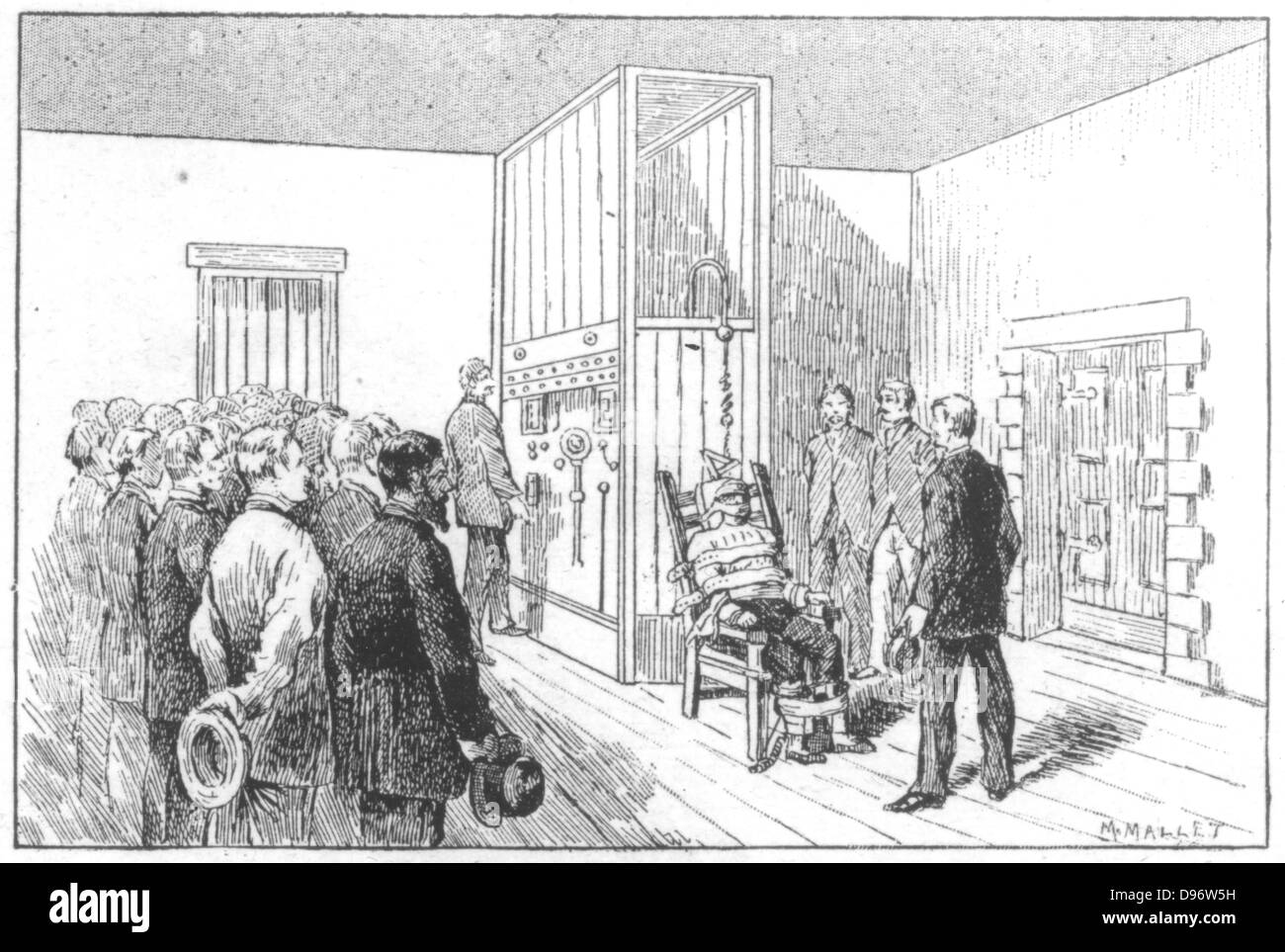 Execution by electric chair. Kemmler, the first man executed by
