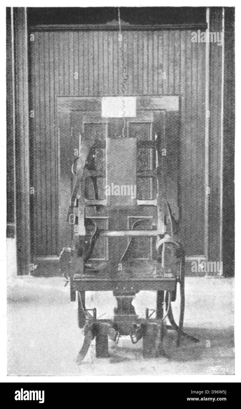 Execution by electric chair, Sing Sing Prison, New York, USA. The Death Chair. From 'The Royal Magazine', London, c1900. Stock Photo