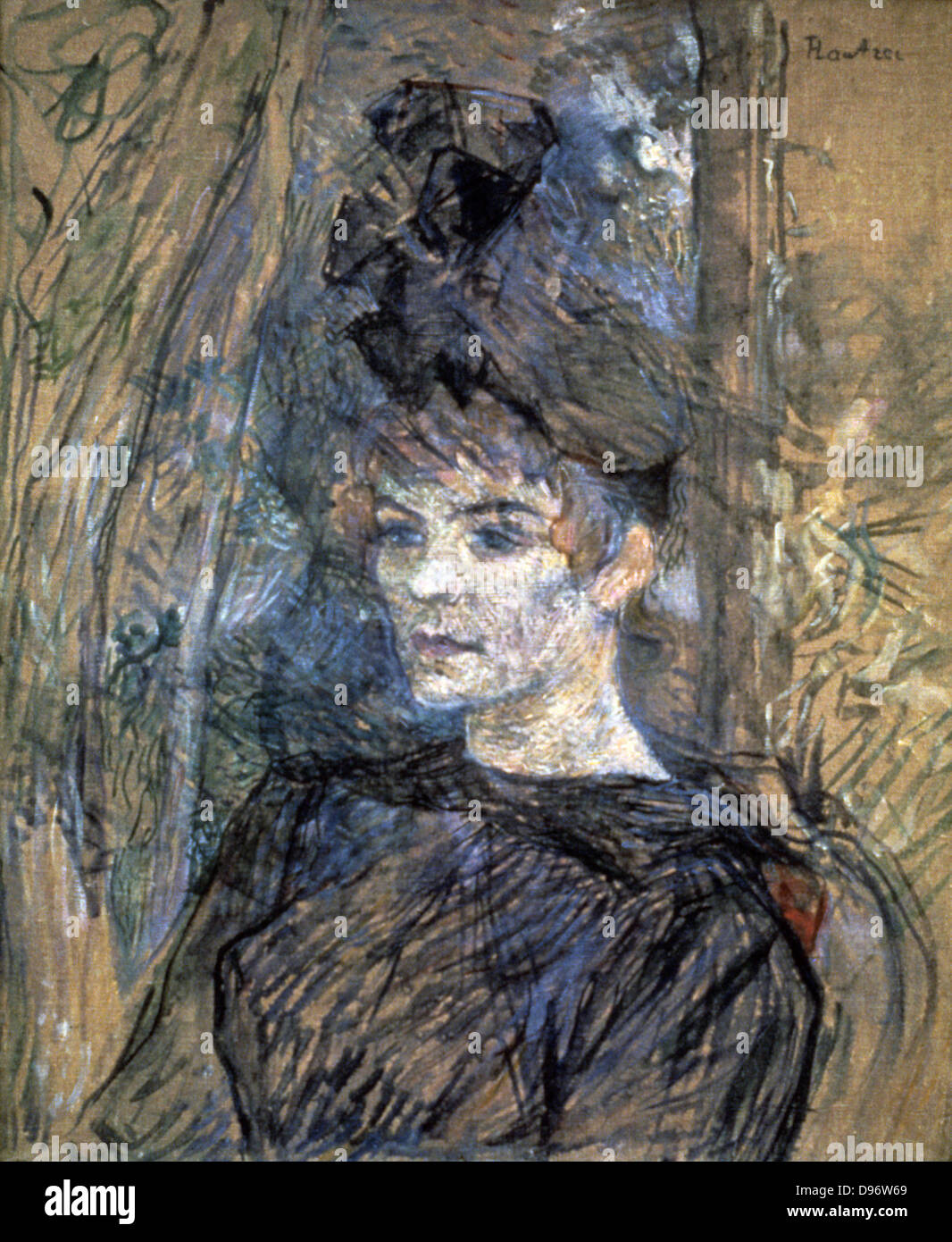 Portrait of Suzanne Valladon' 1885: Henri Toulouse Lautrec (1864-1901) French painter, draftsman and illustrator. Stock Photo