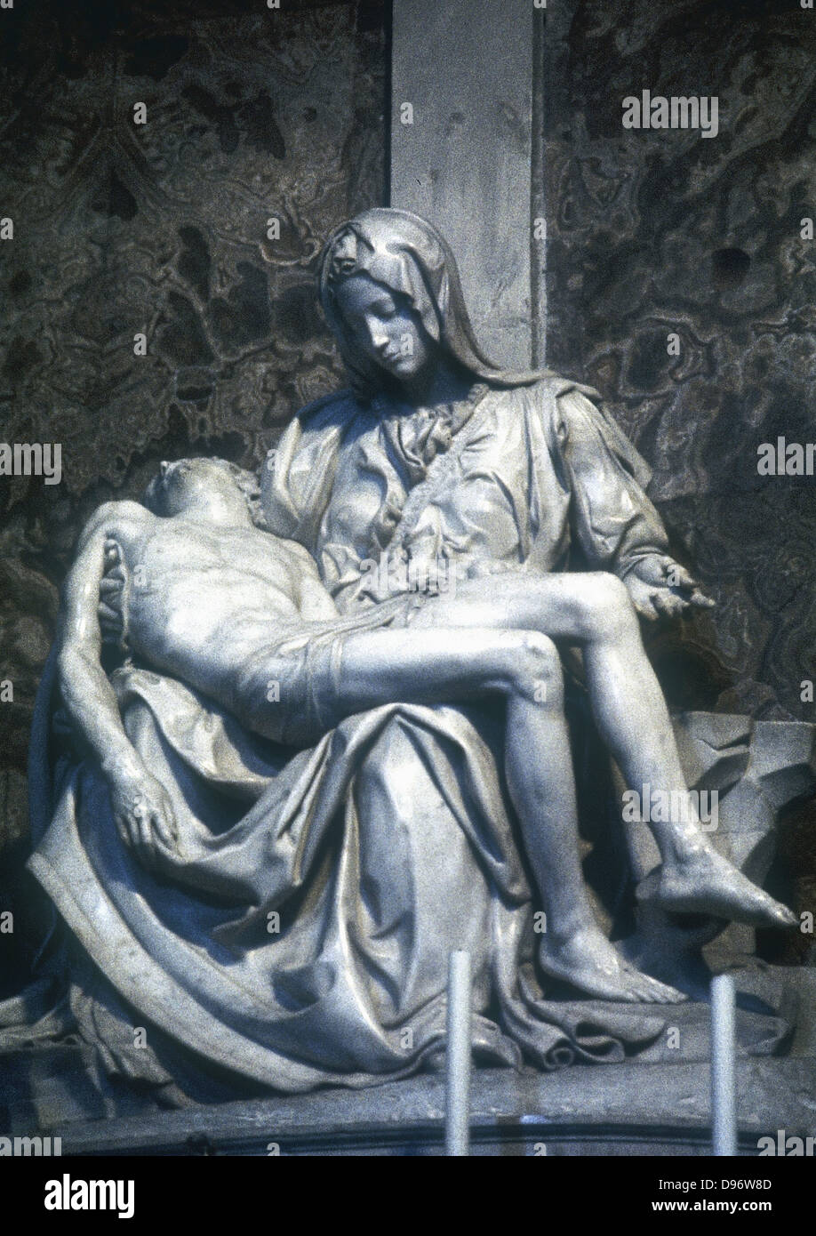 Pieta' (1498-1500). Michelangelo (1475-1564): Marble Sculpture. St Peter's, Rome. Stock Photo
