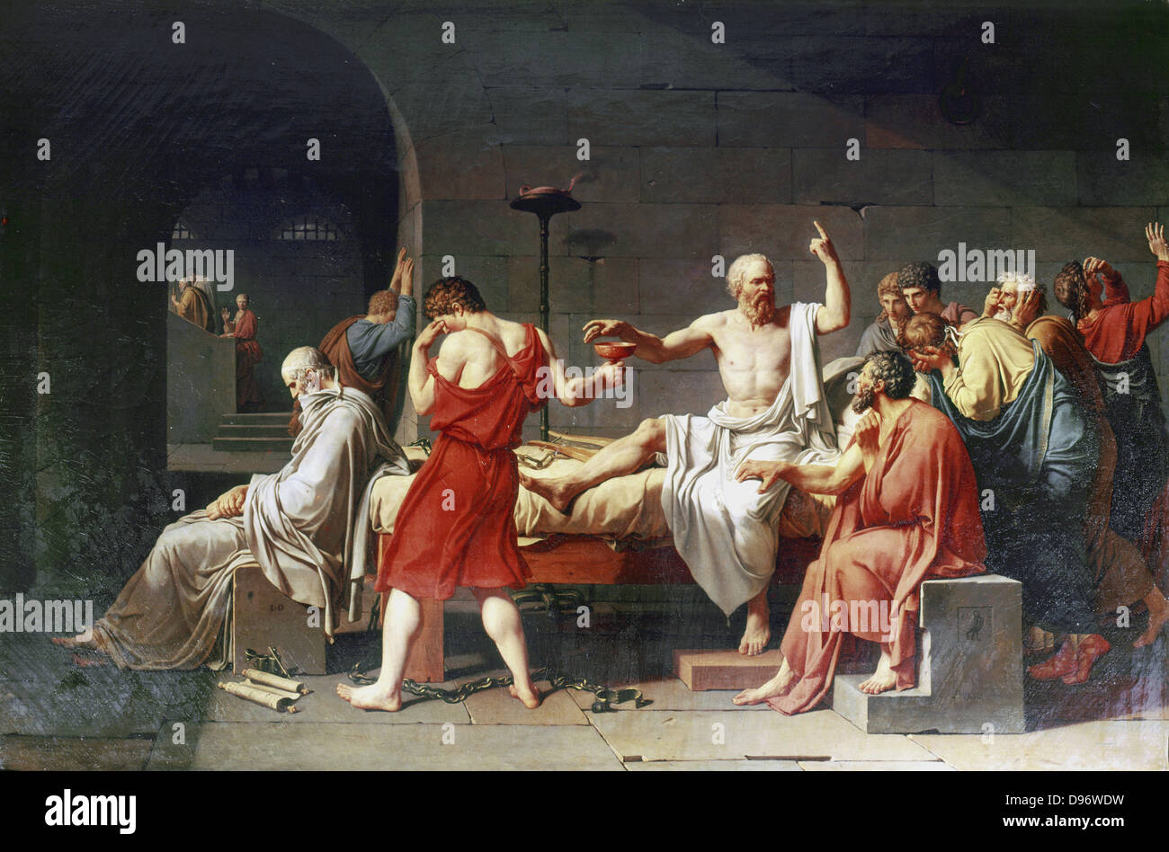 The Death of Socrates' 1787: Jacques Louis David (1748-1825) French historical painter. Oil on canvas Stock Photo