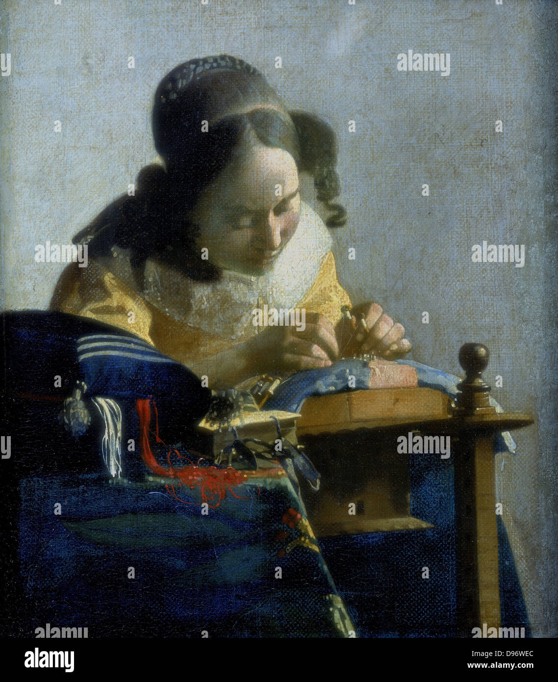 The Lace Maker' c1664: Johannes Vermeer (1632-1674) Dutch painter. Oil on canvas. Stock Photo