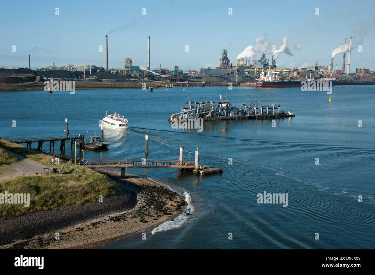 Steelworks, Harbour, IJmuiden, Amsterdam, Netherlands, Europe, Port, Koninklijke Nederlandse Hoogovens , Stahlwerk, Hafen, IJmui Stock Photo
