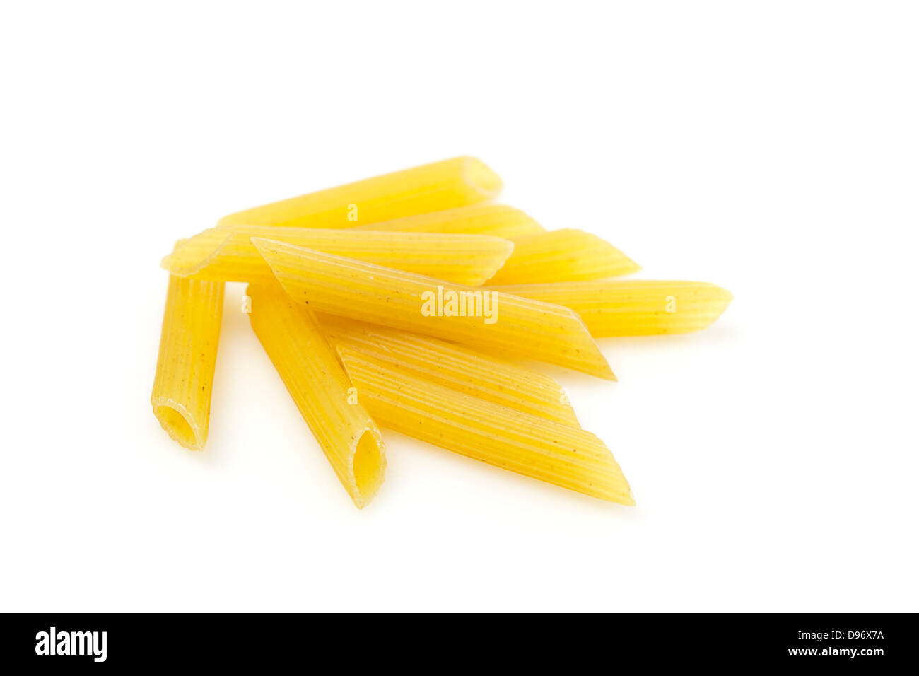 Uncooked dry penne regata italian pasta Stock Photo