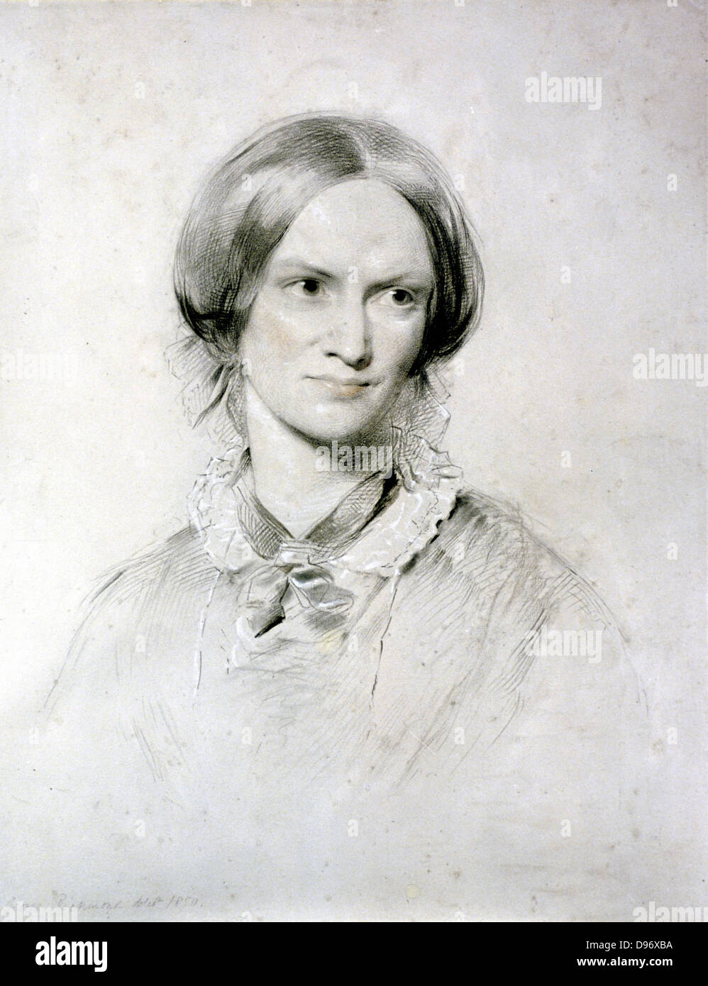 Charlotte Bronte (1816-55) English novelist. Author of 'Jane Eyre' (1847), 'Shirley' (1849), 'Vilette' (1852) Portrait by George Richmond (1809-1896) English artist. Stock Photo