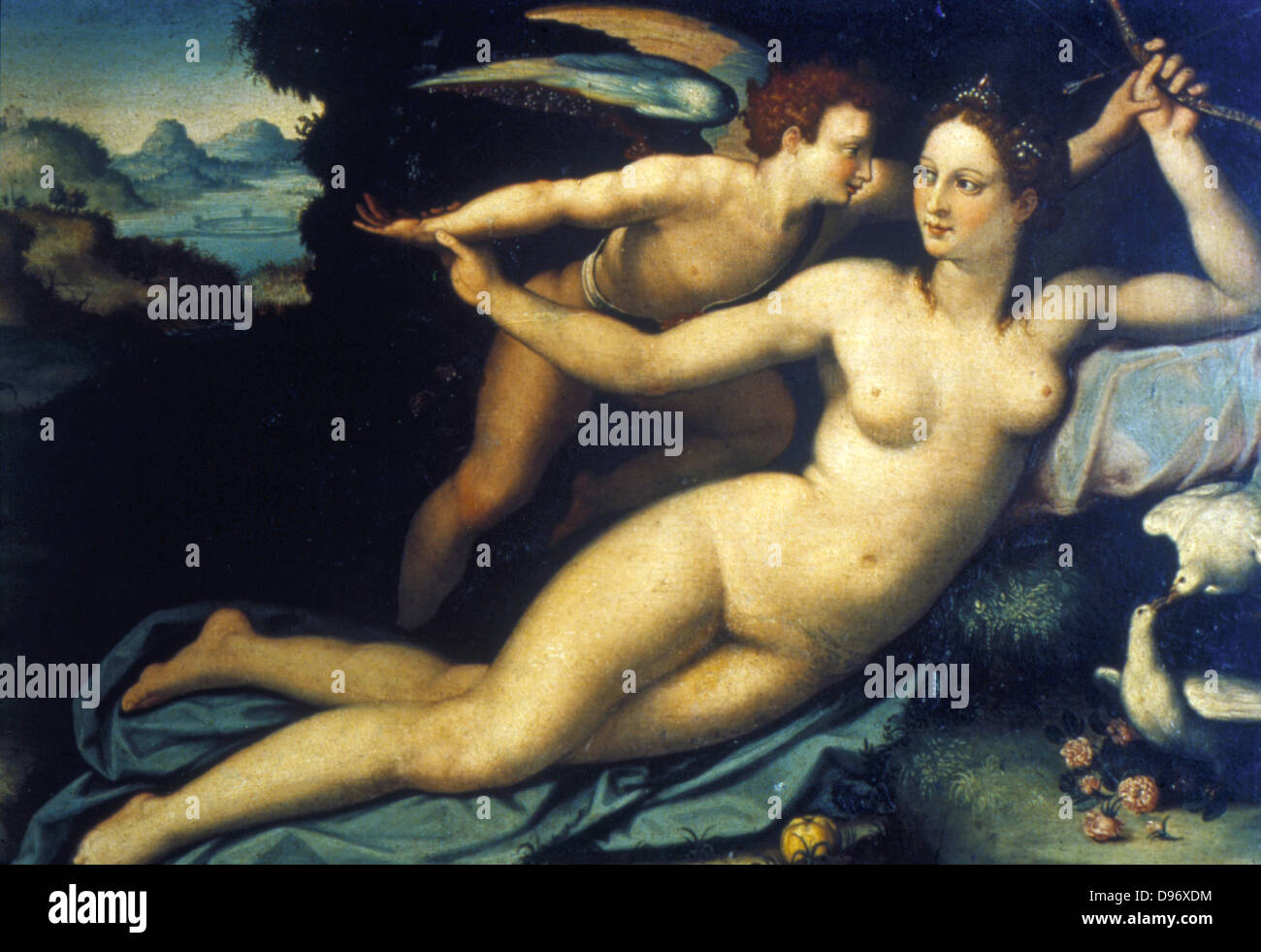 Venus and Cupid'. Alessandro Allori (Alessandro Bronzino) 1535-1607. Italian (Florentine) painter. Stock Photo