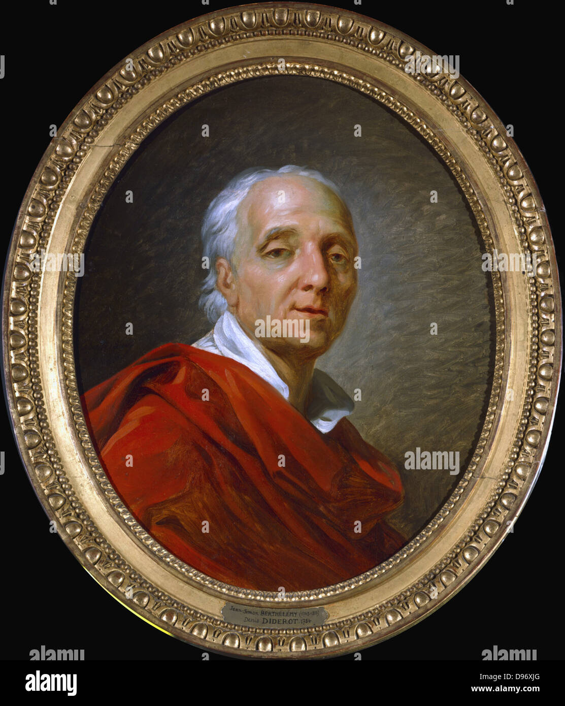 Denis Diderot (1713-1784) French man of letters and encyclopaedist. Portrait by Antoine Barthelemy or Berthelmy. Oil on canvas. Stock Photo