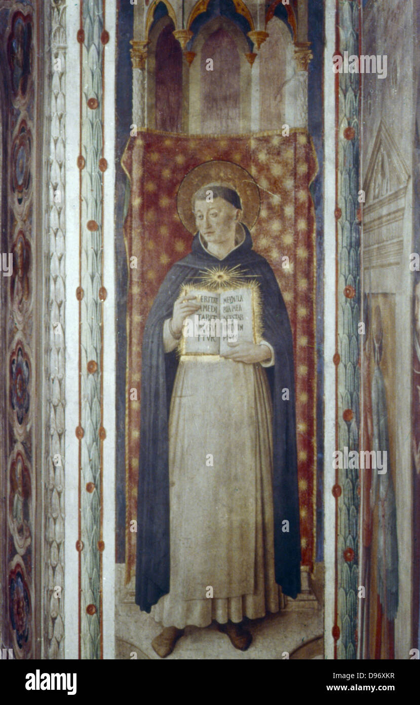 St Thomas Aquinas'. Fra Angelico (Guido di Pietro/Giovanni da Fiesole c1400-55) Italian painter. Fresco, Chapel of Nicholas V, Vatican Palace. Stock Photo