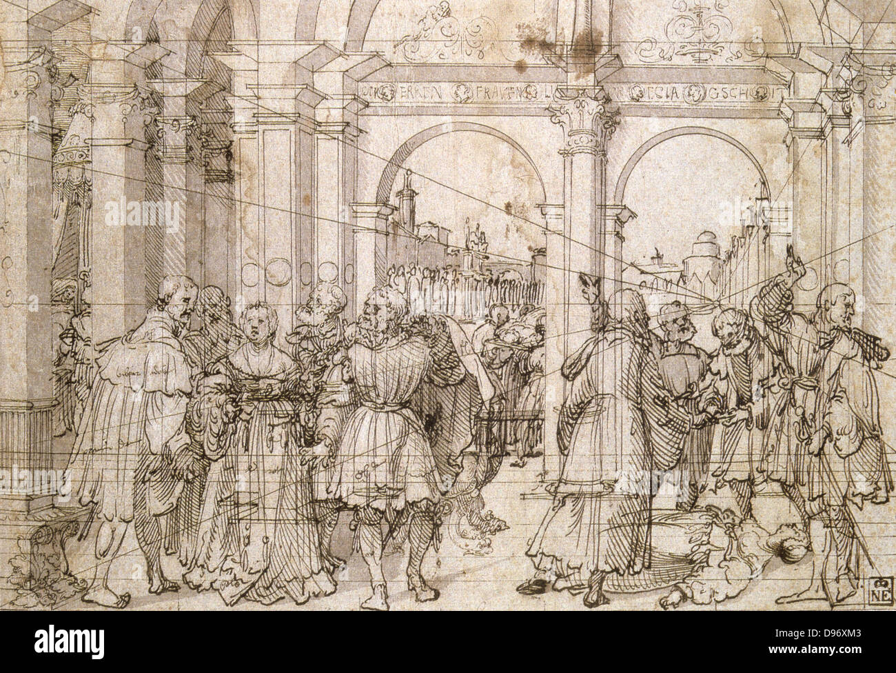 The Story of Lucretia'. Jörg Breu the Elder (ca 1475-1537) German painter. Pen and black ink on paper. Stock Photo