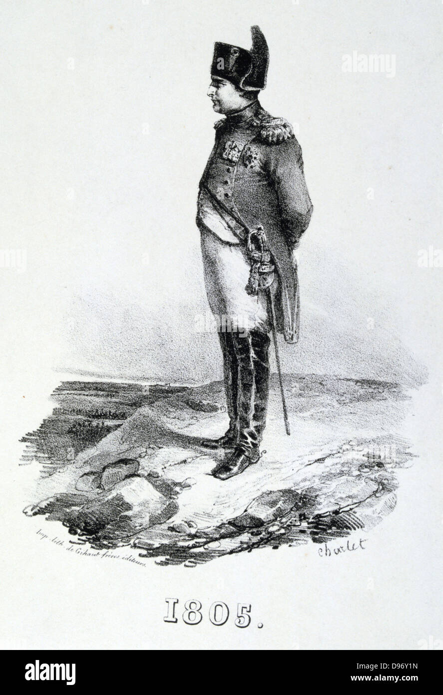 Napoleon I (1769-1821) in 1805. Engraving Stock Photo