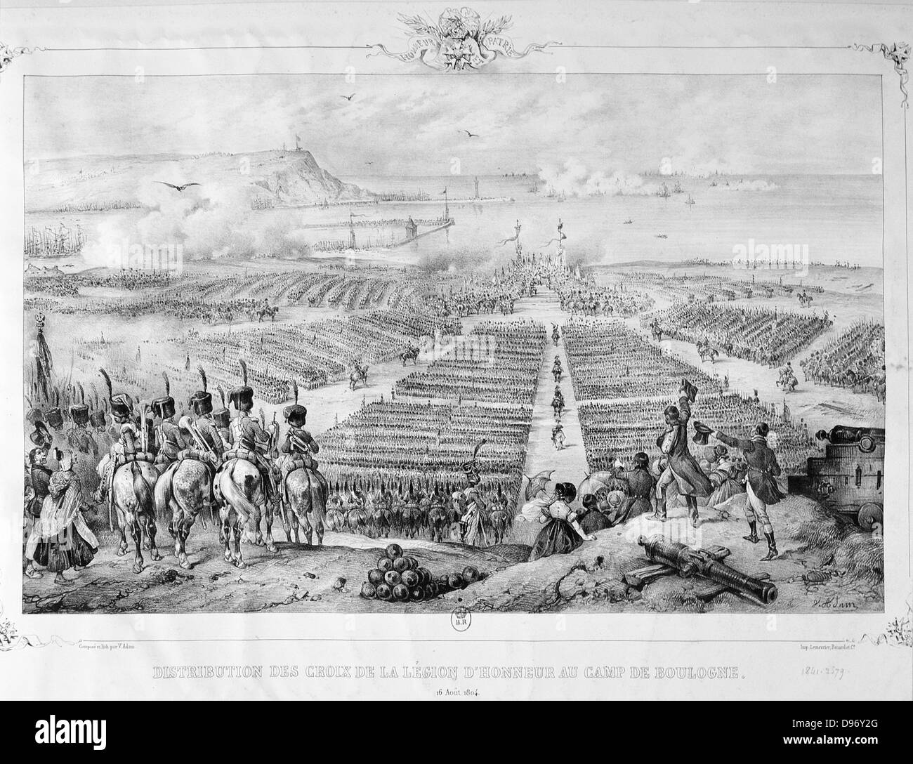 Distribution of the Cross of the Legion of Honour at Boulogne, 16 August 1804. Engraving. Stock Photo