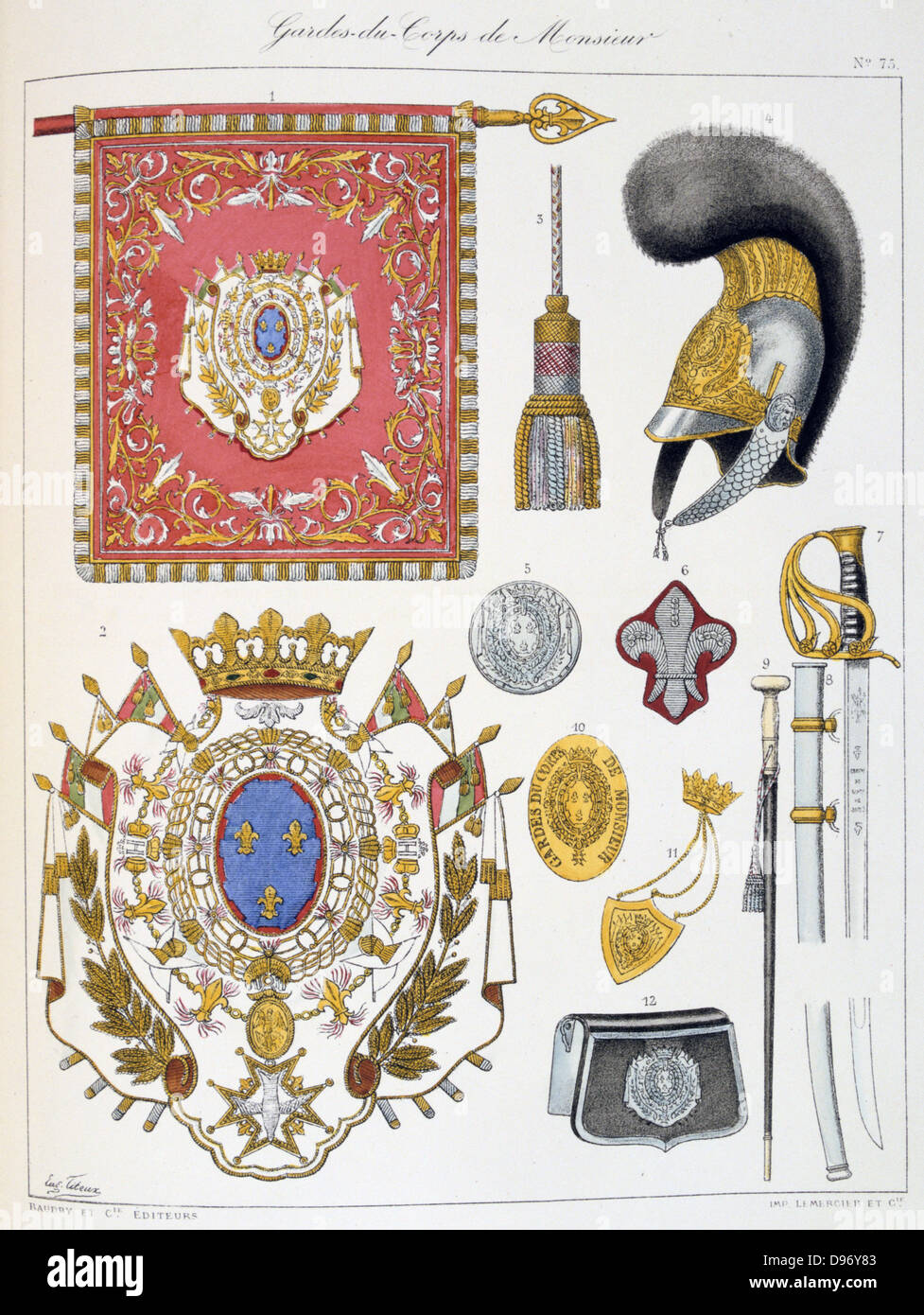 French military accoutrements including sword of the bodyguard of the
