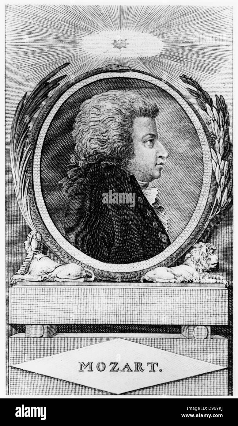 Wolfgang Amadeus Mozart (1756-1791), c1791. Stock Photo