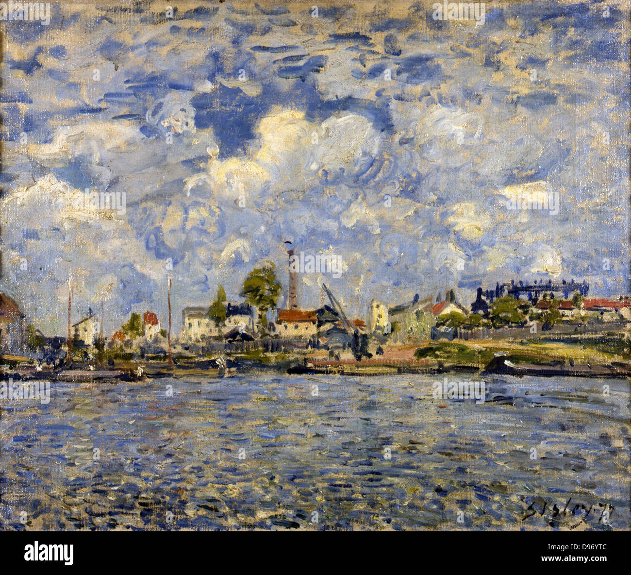The Seine au point du jour' 1877: Alfred Sisley (1839-1899) French painter. Oil on canvas. Stock Photo