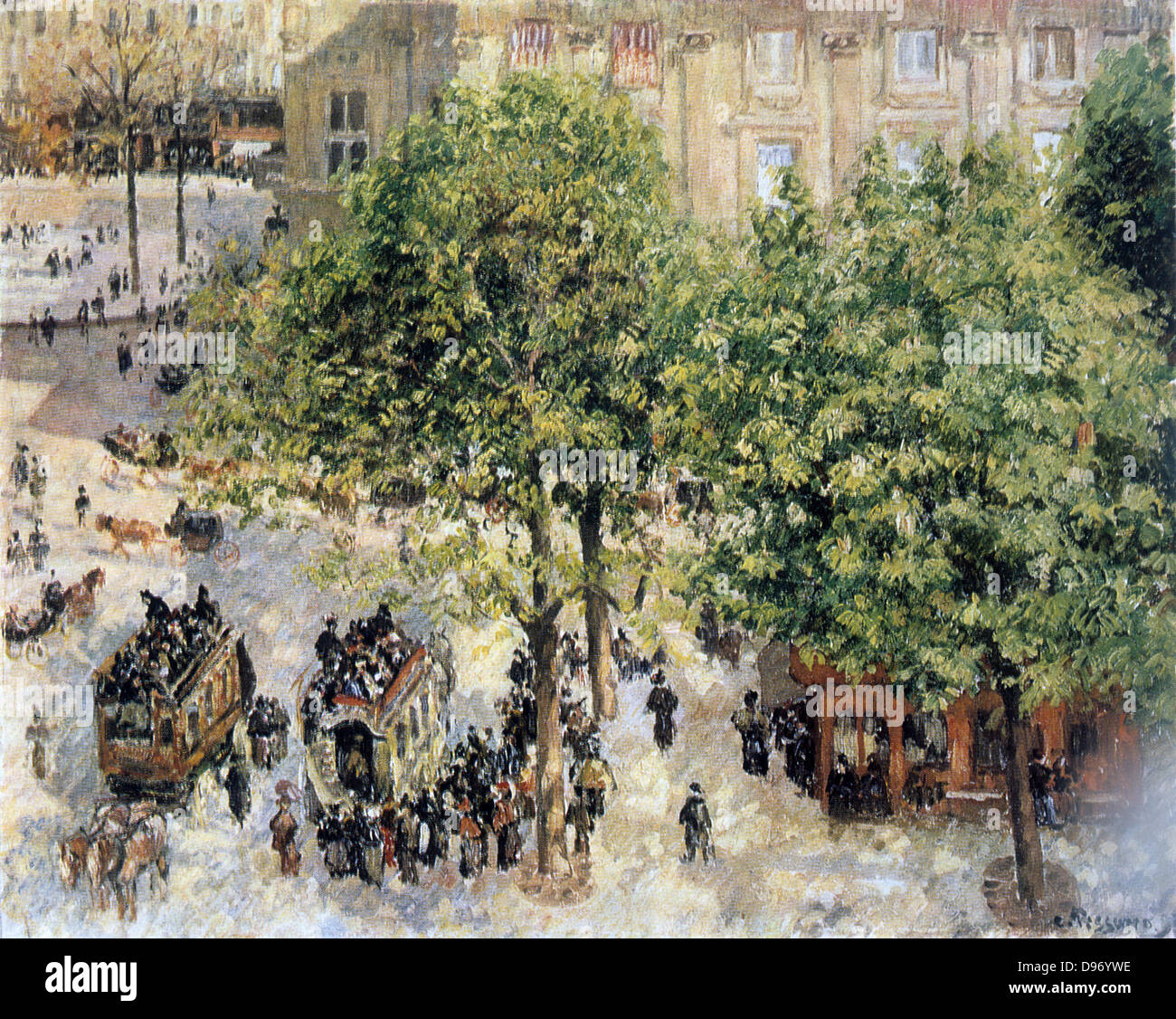 Place du Theatre-Francais' 1898: Camille Pissarro (1830-1872) Fench artist. Oil on Canvas. Stock Photo