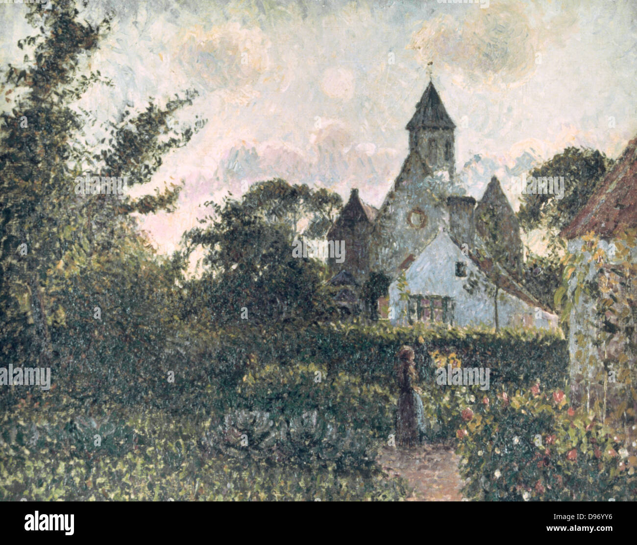 The Church at Knocke' 1894: Camille Pissarro (1830-1872) Fench artist. Oil on Canvas. Stock Photo