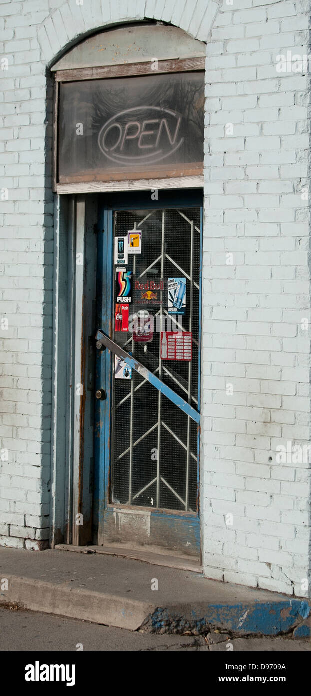 Stickers on a door Stock Photo - Alamy