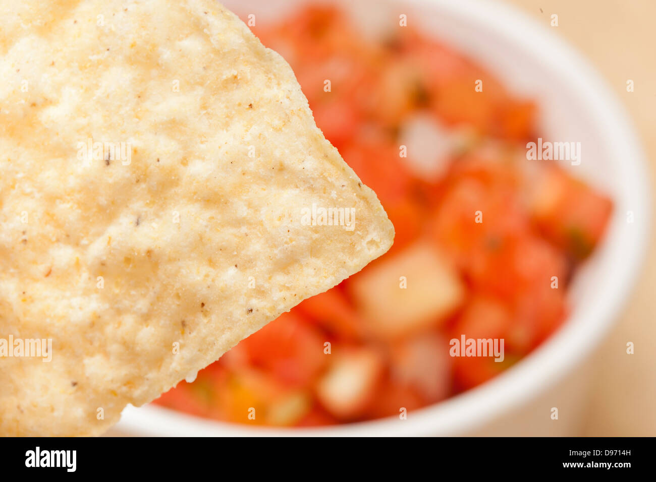 Fresh Corn Tortilla Chips and Salsa background Stock Photo Alamy