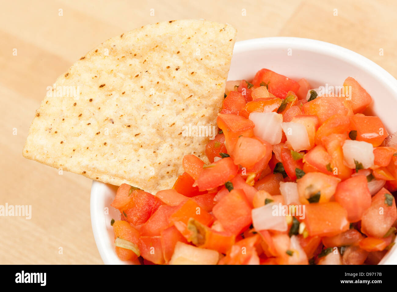 Fresh Corn Tortilla Chips and Salsa background Stock Photo Alamy
