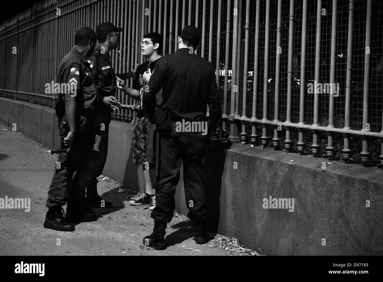Youth arrested during manifesto against increased bus fare in Rio de Janeiro (10/06/13) Stock Photo