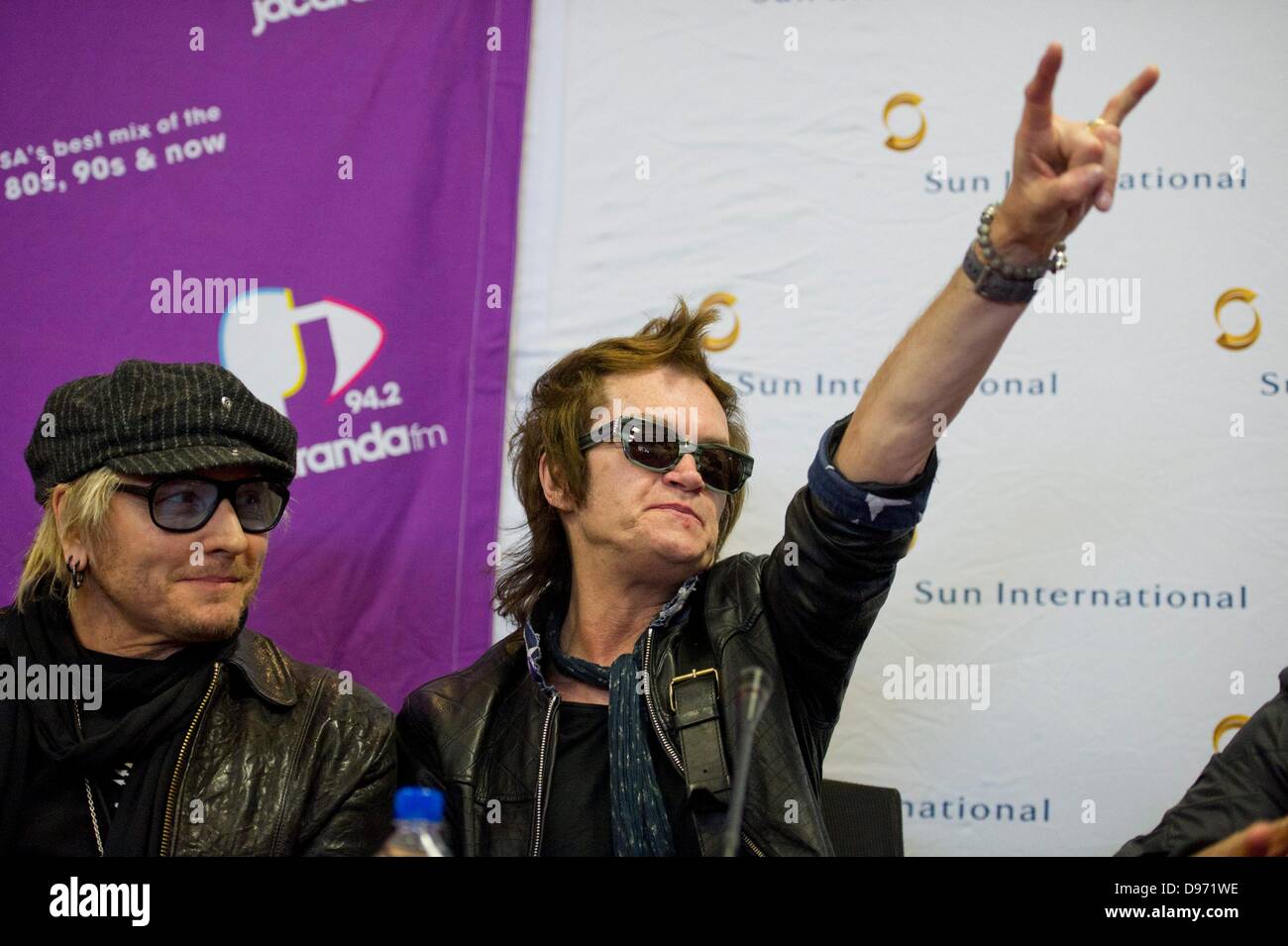 Johannesburg, South Africa. June 12, 2013.  Matt Sorum and Glen Hughes at the Jacaranda FM studios on June 12, 2013, in Johannesburg, South Africa. Kings of Chaos performed in Cape Town on June 8, 2013 and are set to perform in Johannesburg on June 15 and 16, 2013. Credit:  Gallo images/Alamy Live News Stock Photo