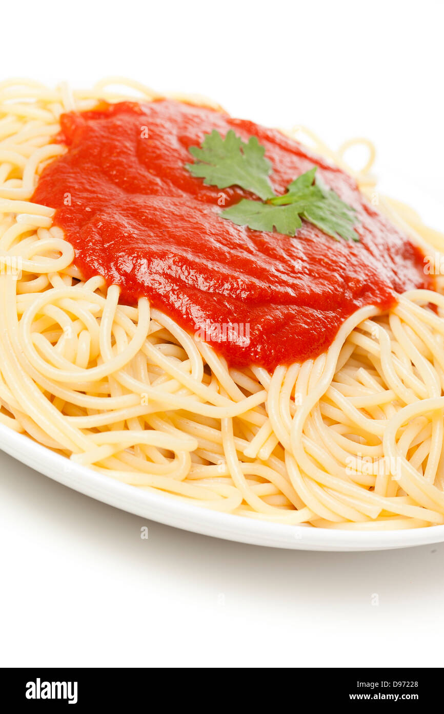 Organic Whole Grain Pasta with tomato sauce Stock Photo Alamy