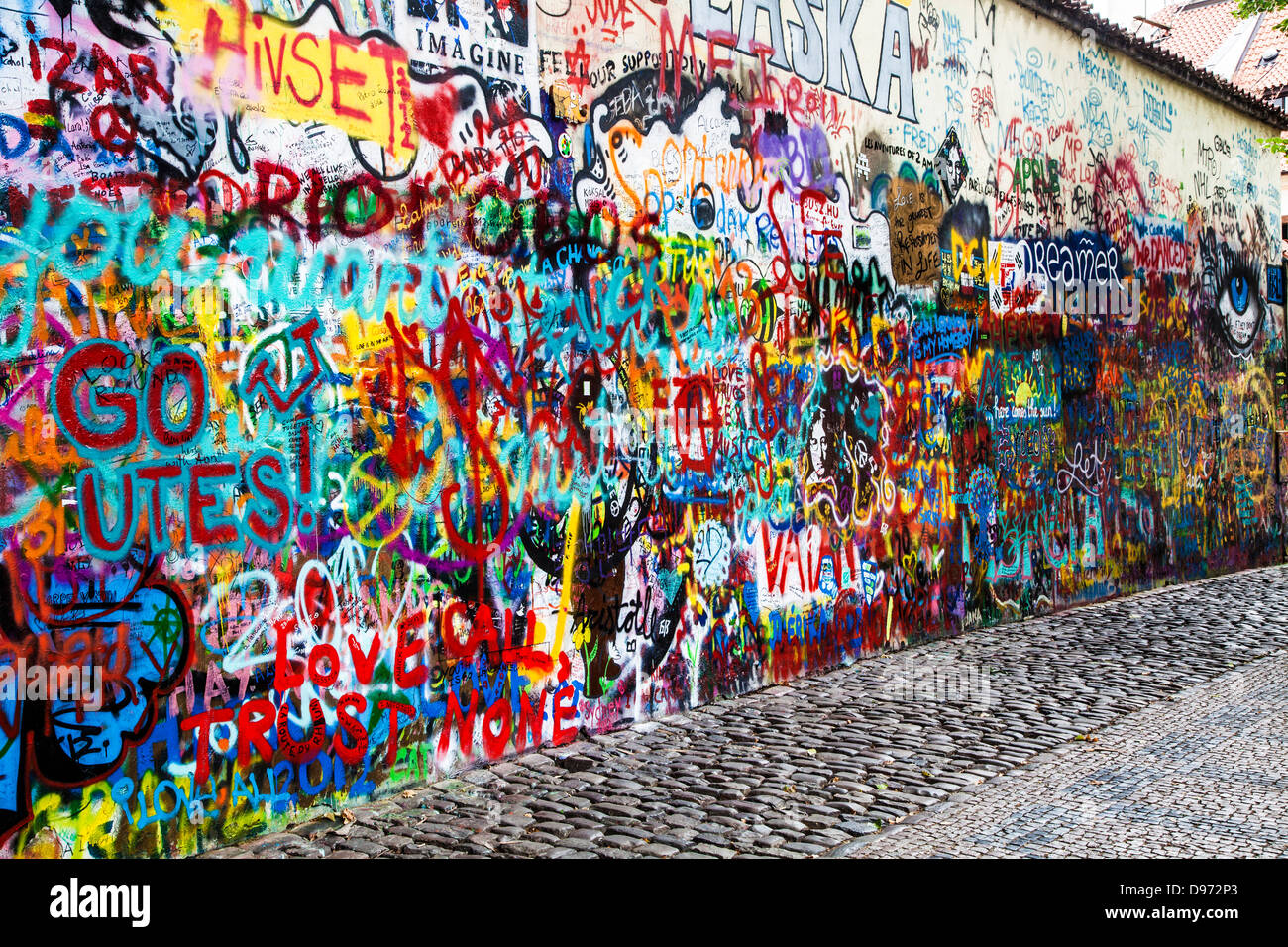 The John Lennon Wall in Prague, Praha, Czech Republic,Česká Republika,Europe Stock Photo