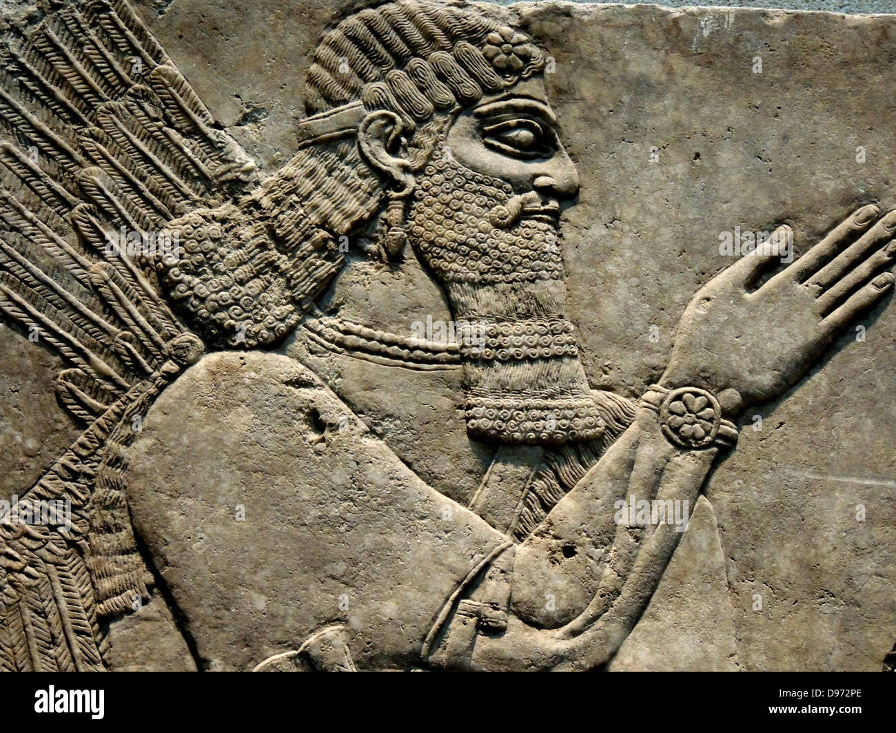 Relief King Ashurnasirpal II and genius 9th Century BC Kalchu (Nimrud