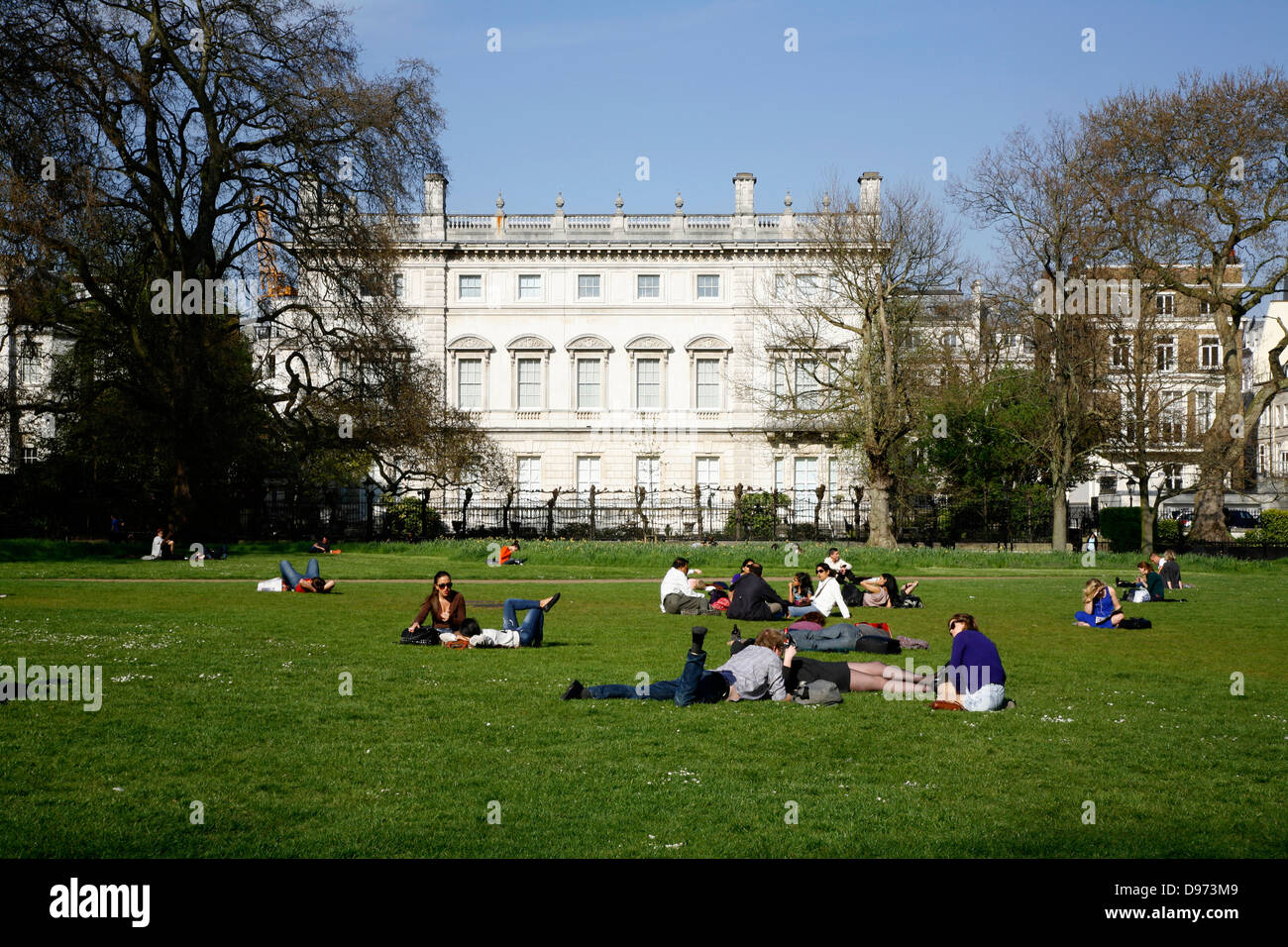 View through Green Park to Bridgewater House, St James’s, London, UK