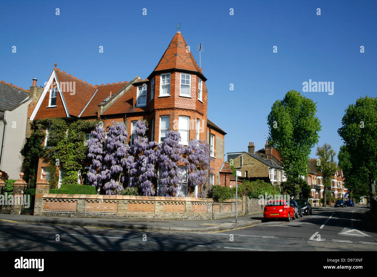 Suburban housing on corner of Warwick Road and Kenilworth Road in Ealing, London, UK Stock Photo