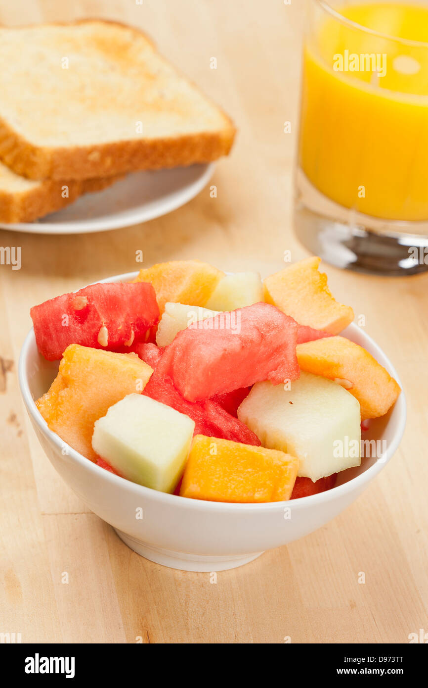 Melon Fruit Cup with watermelon, cantaloupe, and honeydew Stock Photo