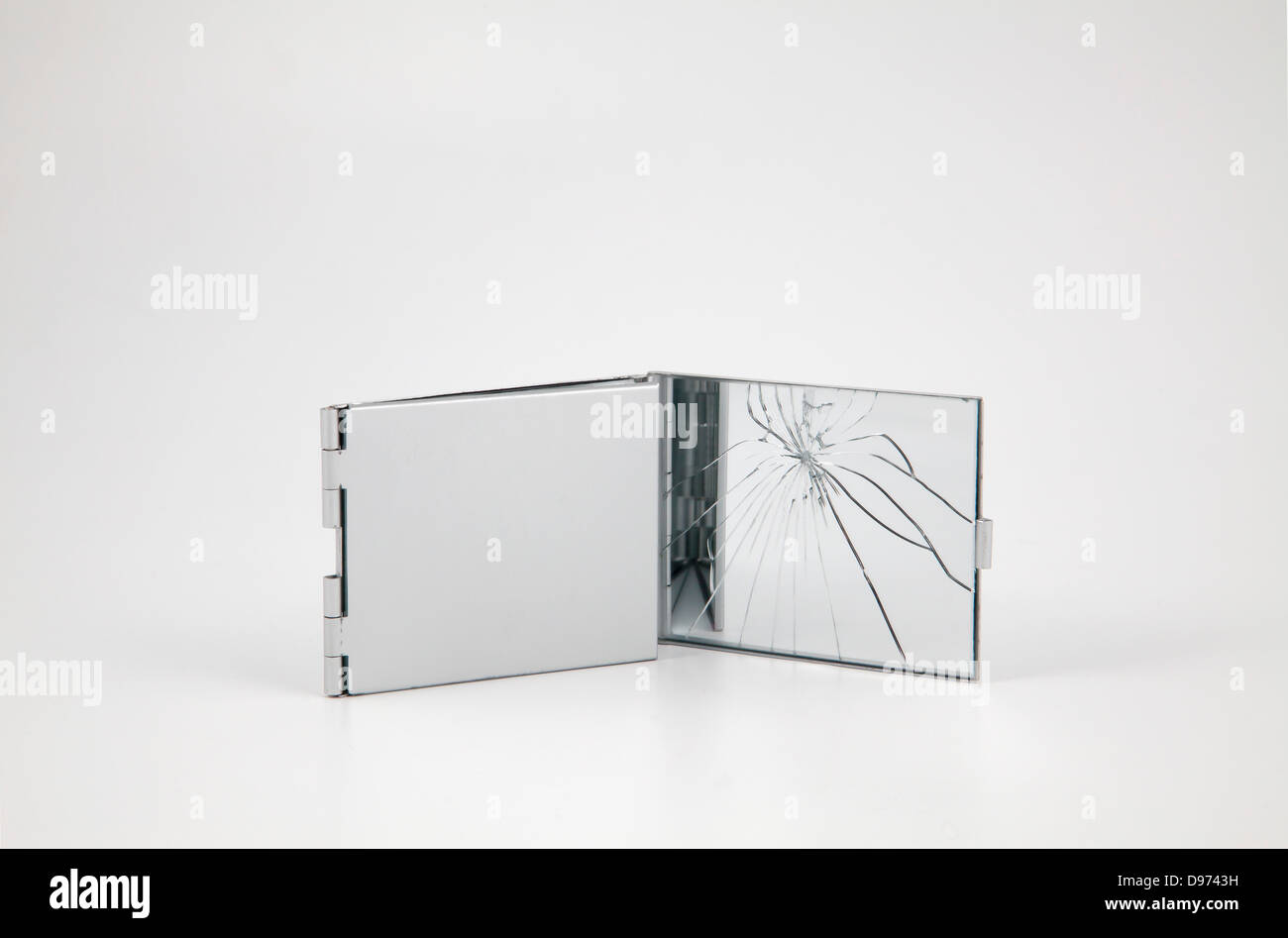 Broken mirror on white backround, close up Stock Photo - Alamy