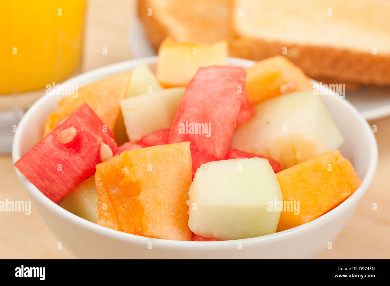 Melon Fruit Cup with watermelon, cantaloupe, and honeydew Stock Photo