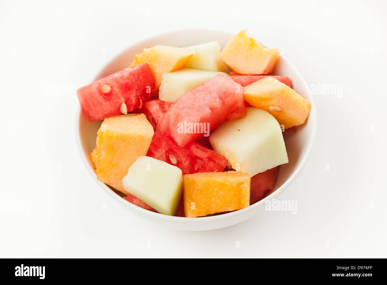 Melon Fruit Cup with watermelon, cantaloupe, and honeydew Stock Photo