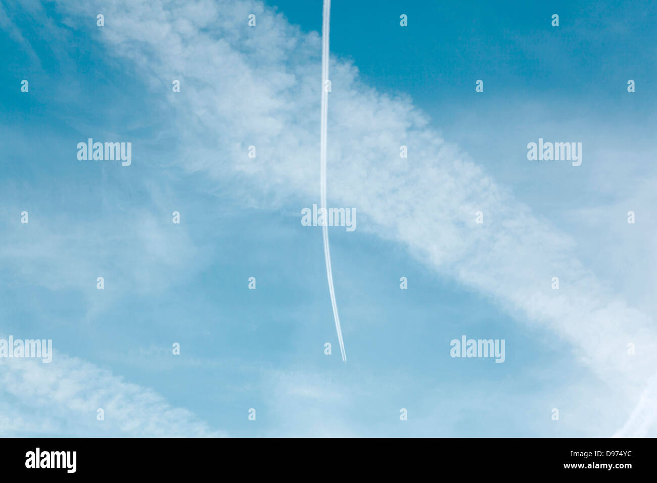 Contrail in sky Stock Photo