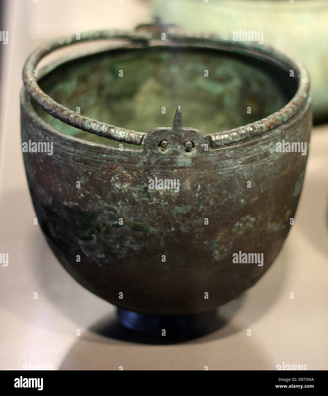 German bronze age bucket from a gravesite 200 300 AD. Found in Voigtstedt, Thuringen Stock