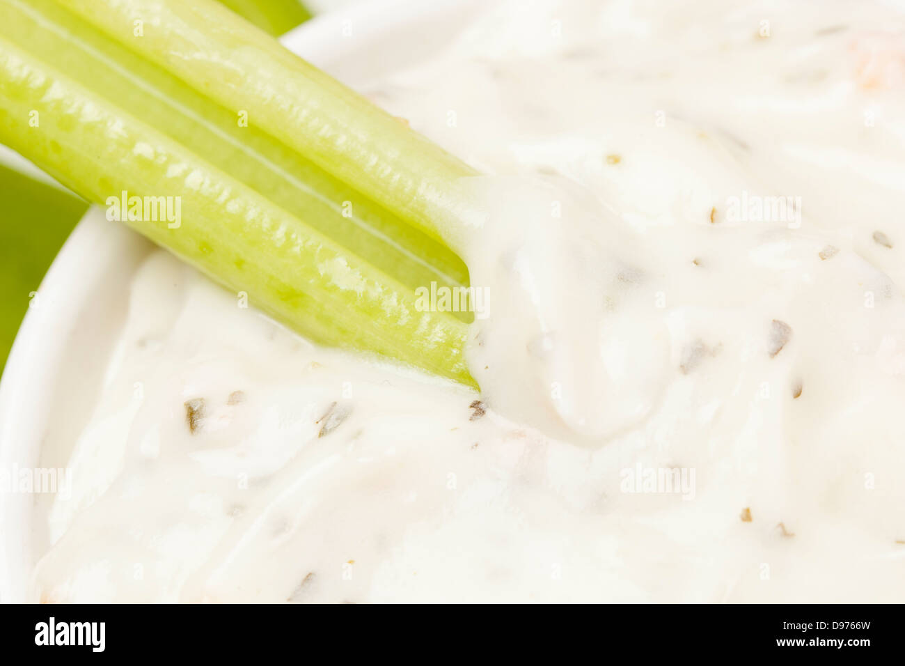 Organic Crunchy Celery and ranch dip on a background Stock Photo Alamy