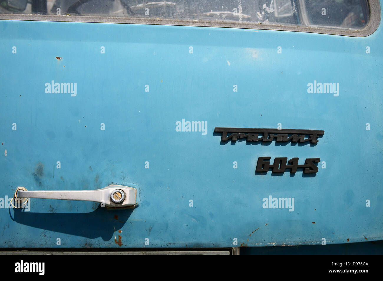Trabant 601 S car, blue colour, logo Stock Photo