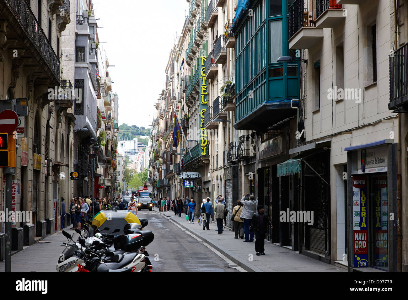 carrer nou la rambla narrow street el raval ciutat vella barcelona catalonia spain Stock Photo