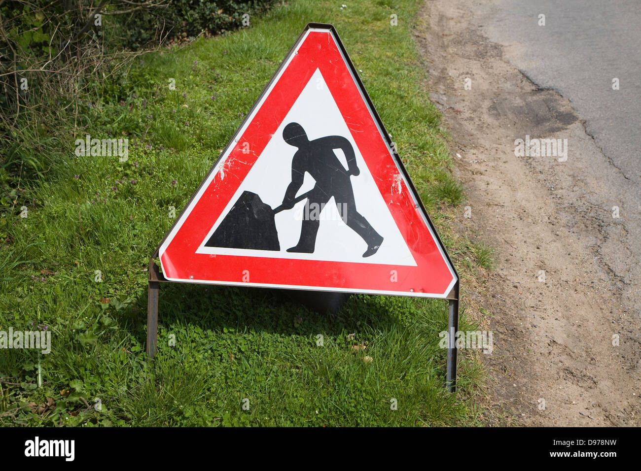 Men at work road signs, UK Stock Photo