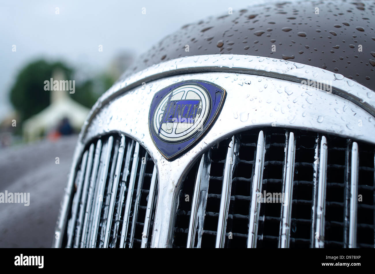The Logo of Italian Car maker Lancia with raindrops Stock Photo