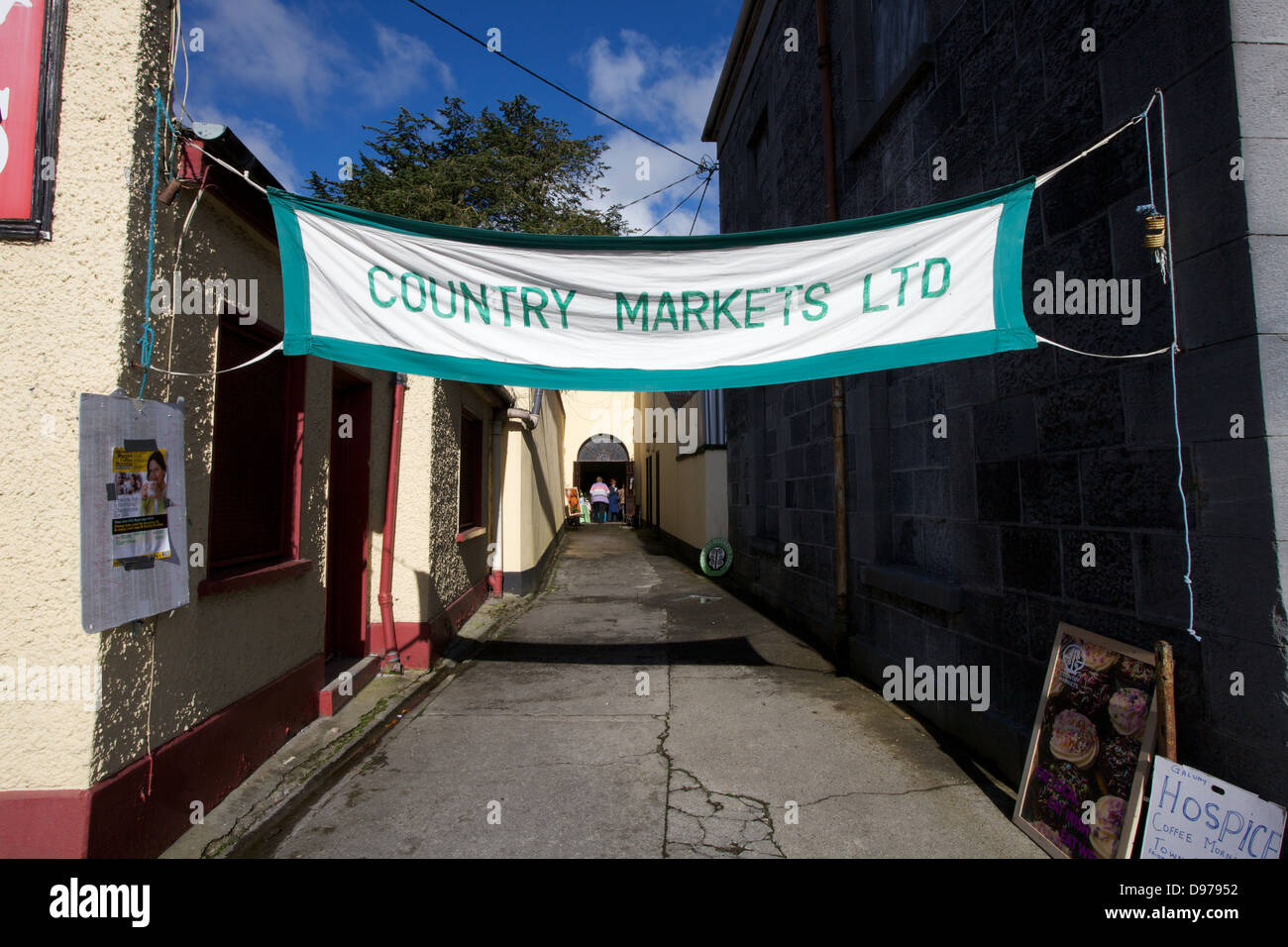 Sign for a country market in rural Ireland. Stock Photo