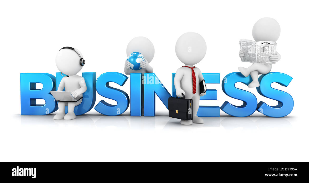 3d white people business concept, isolated white background, 3d image Stock Photo