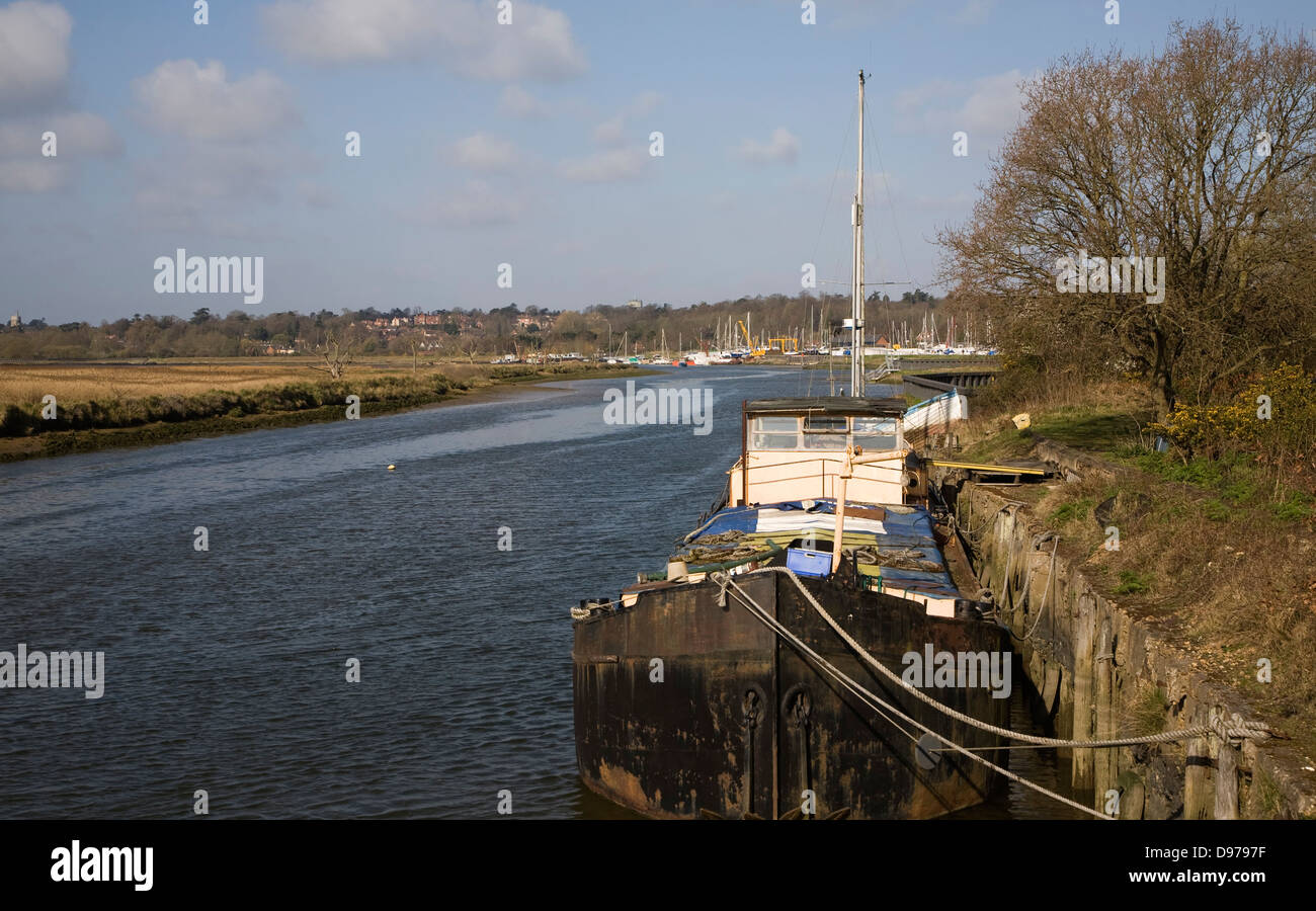 Houseboat on River Deben at Melton, Suffolk, England Stock Photo Alamy