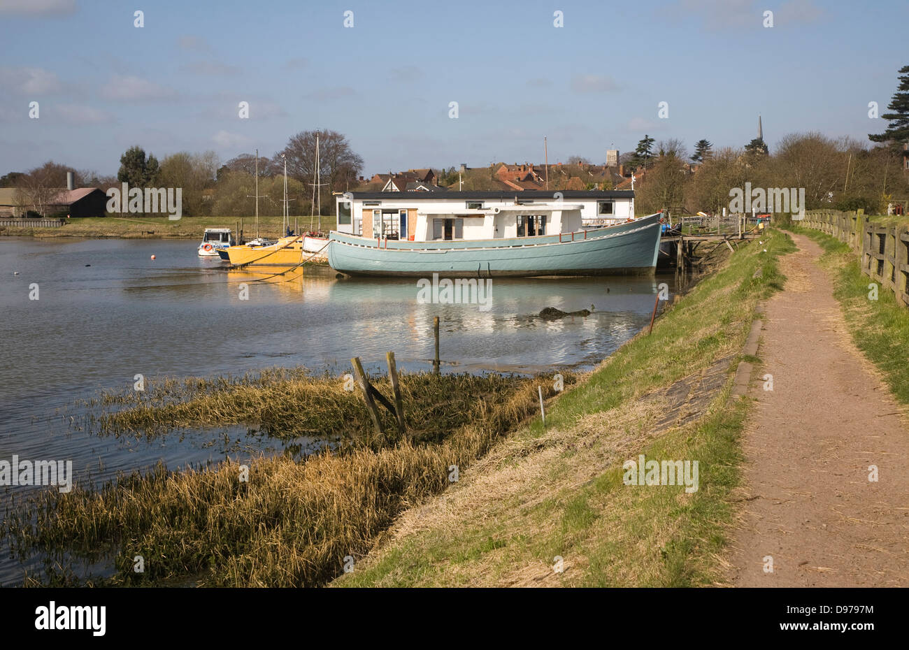 Houseboat on River Deben at Melton, Suffolk, England Stock Photo Alamy